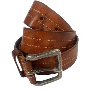 Brown Leather Belt with Silver Buckle